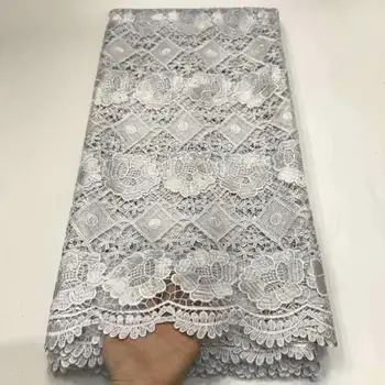 

WHITE 2020 High Quality African Lace Fabric Water-soluble French Net Embroidery Stone Tulle Lace Fabric For Nigerian party Dress