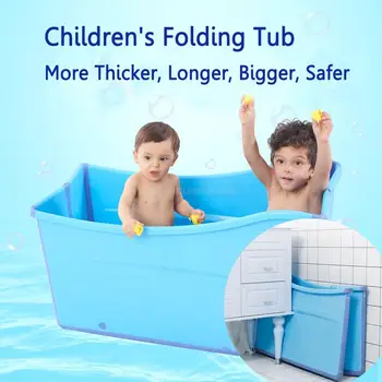 

Folding Child Kids Bath Tub Thicken Solid Pink/Blue Baby Bathtub Baby Girls&Boy Bath Barrels 100*56cm
