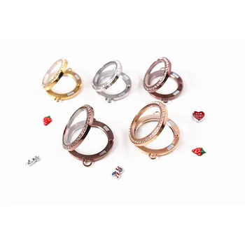 

20pcs 25mm Round Stainless Steel Magnetic Glass Floating Charm Locket Memory Photo Bracelet Necklace DIY Locket