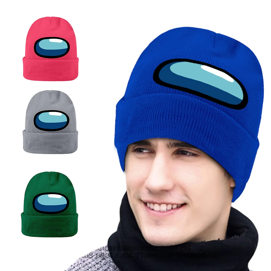 

Among us Game Knit Hat Custom Cartoon Pattern Winter Anime Figure Cap Adult Keep Warm Hat Cosplay Children's Toys Christmas Gift