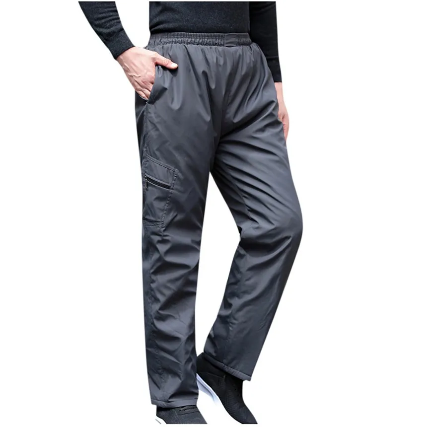Dark Gray KLV штаны, модная мужская обувь, осень-зима Однотонная одежда штаны утепленные плотные брюки длинные штаны с завязками - Цвет: Dark Gray