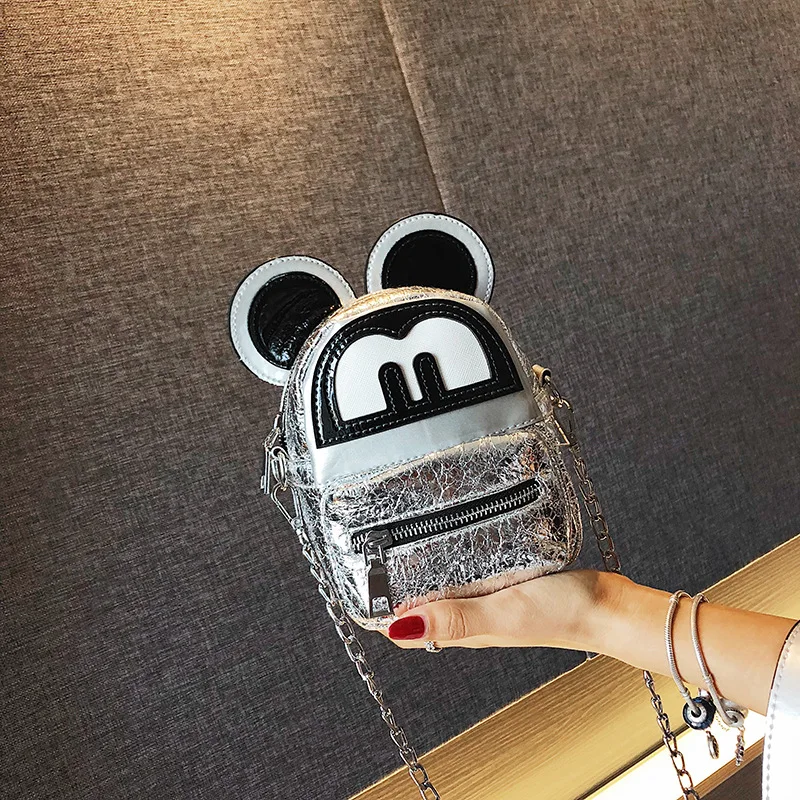 Серебристый Сумки для женщин Bolso Bandolera Mujer сумки через плечо для женщин с цепочкой богемный мультфильм девушка сумка через плечо серебряные сумки - Цвет: Серебристый