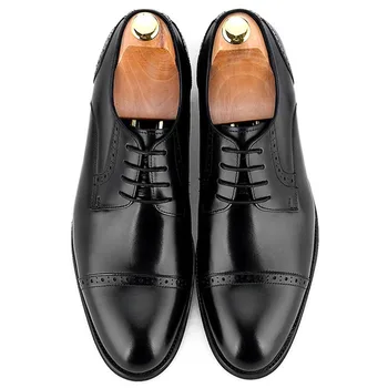 

2019 Fashion Italy Dress Shoes For Men Round Toe Genuine Leather Mans Oxford Shoes Footwear Wedding Office Formal Shoe