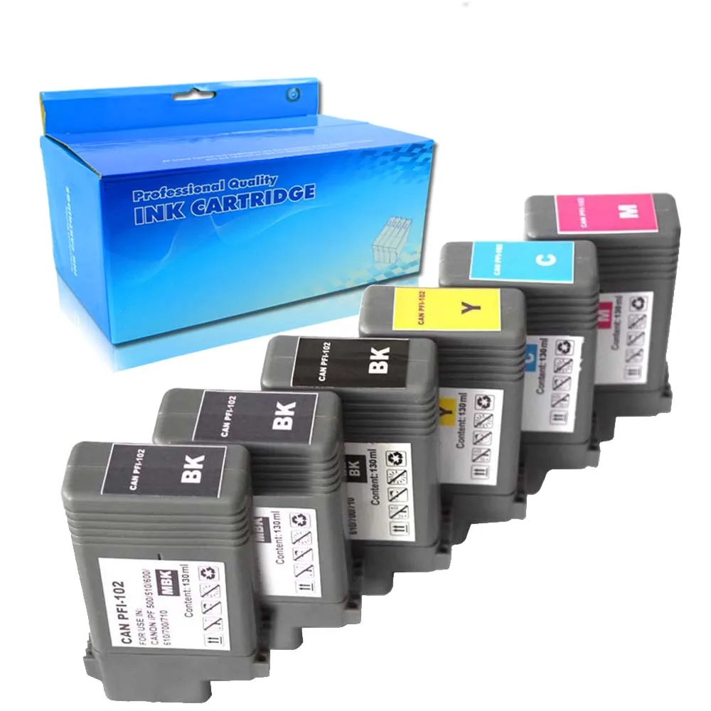 Compatible Ink cartridge PFI-102 pfi 102 for Canon iPF500 510 iPF700 710 720 760 iPF650 655 iPF750 755 iPF600 605 610 Printer photo