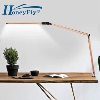 

HoneyFly LED Dimmable Long Arm Foldable Eye Protection Bed Lamp Study Remote Control Clip on Reading Desk lamp