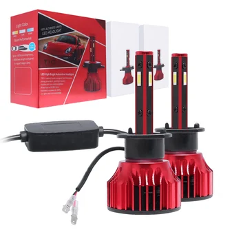 

2Pieces 4-Sided H1 LED Headlight Kit 2000W 300000LM Hi-Lo Beam Light 6500K 9-36V Red Car Headlight Bulbs