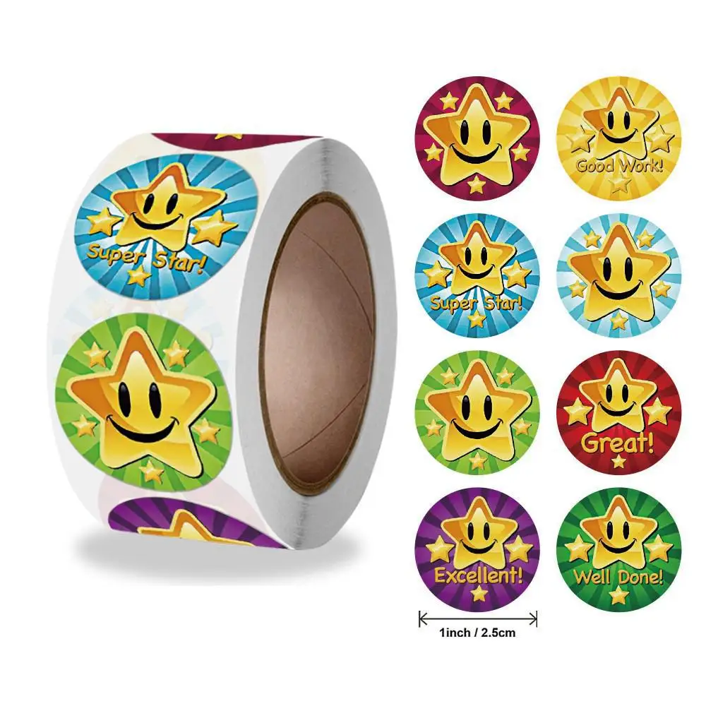 500 Adesivi A Forma Di Stella Per Bambini - Rotolo Di Etichette Premio Colorate E Impermeabili - Ideali Per Insegnanti, Scuola, Fai-da-te E Decorazioni - 3