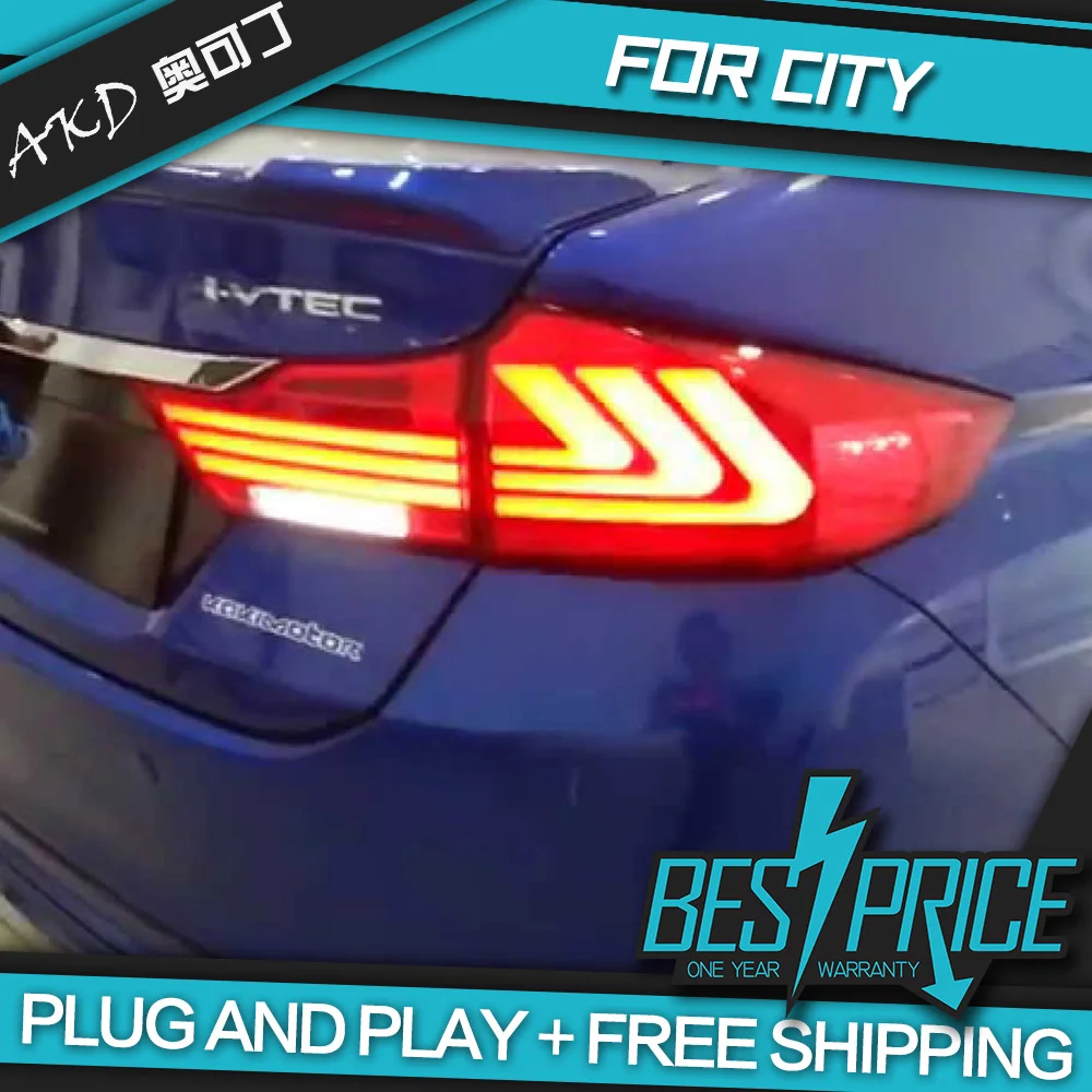 АКД автомобильного тюнинга задних фонарей для Honda City 2014 2017 сигнальных огней