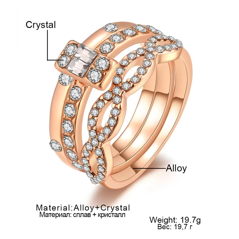 Fashion Charm Stackable Twisted Crystal Wedding Engagement Ring - Image 6