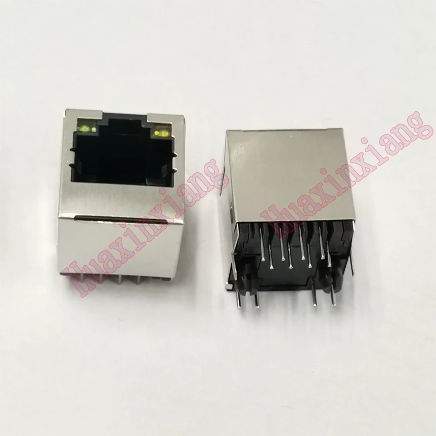 20 шт./лот стальной щит разъем RJ45 8P8C со светодиодом 180 градусов вертикальная