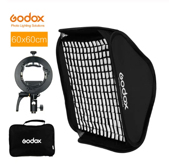 Godox S2 Speedlite вспышки Держатель Кронштейн+ соты Softbox сетка с креплением Bowens для уличной вспышки Godox V1 TT685 V860II TT350 AD200 флэш-памяти - Цвет: 60x60cm