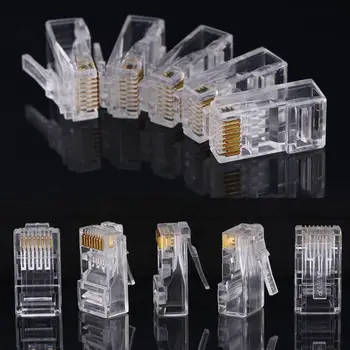 

New 100 PACK Cat6 Connector RJ45 LAN Connector Modular Connector, a Connector for Cat6 Cat6a Solid / Stranded Network Cable