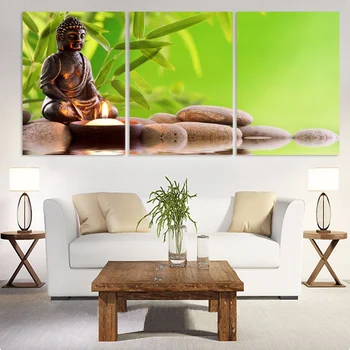

Living Room HD Printed Modern Paintings 3 Panel Buddha Stone Modular Decoration Posters Picture On Canvas Wall Art Home Frame