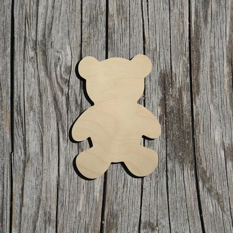 

Wood Cutout Shapes Teddy Bear - Multiple Sizes - Laser Cut Unfinished