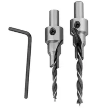 2Pcs Woodworking Countersink Drill Bit 3Steps Pilot Drill Bits Set Reamer Screw Hinge Hole Saw Chamfer 4/6/5/7 Mm Step 8mm Shank