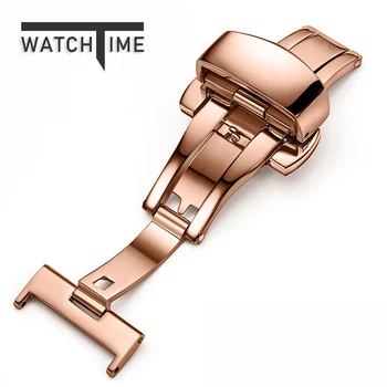 

Luxury Automatic Rose Gold Butterfly Clasp for Omega Rolex Fossil Watch Polished Steel Buckle 14mm 16MM 18MM 20MM Timepieces