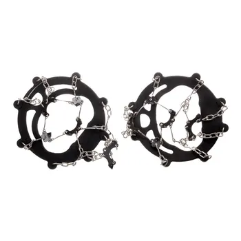 

Women High Strength Steel Spike Chain System Durable Climbing Antiskid Crampons 8 Teeth With Carry Bag Black EU Size 35-38