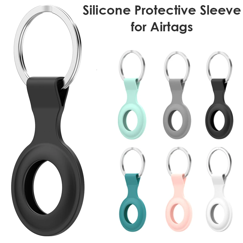 

New Soft Silicone For Apple Airtags Locator Protective Sleeve Metal Ring Buckle Sports Anti-lost Protective Sleeve