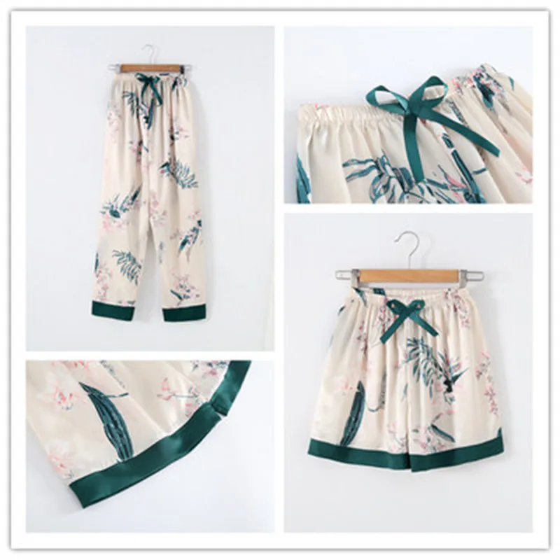 QWEEK женская ночная Пижама комплект летняя атласная пижама женский 7 шт длинный рукав шелковые пижамы Женская домашняя одежда дропшиппинг