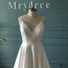 Mryarce Simple Elegant Jacquard Wedding Dress V Neck A Line Bridal Gowns With Pockets 2