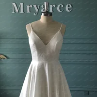 Mryarce Simple Elegant Jacquard Wedding Dress V Neck A Line Bridal Gowns With Pockets 2