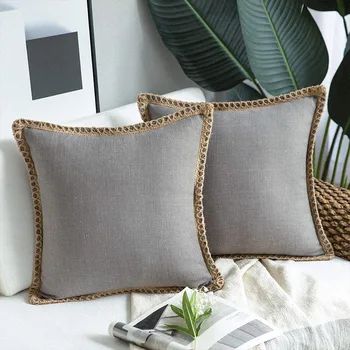 

Linen Throw Pillowcase Bedroom Cushion Cover Nordic Backrest Seat Solid Living Color Room Sofa Backrest Lumbar Simple