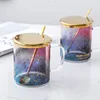 Change Colour Cartoon Milk Mugs With Spoon & Cover Creativity Glass Mug Student Drinking Cup Starry sky Thermos ► Photo 1/5