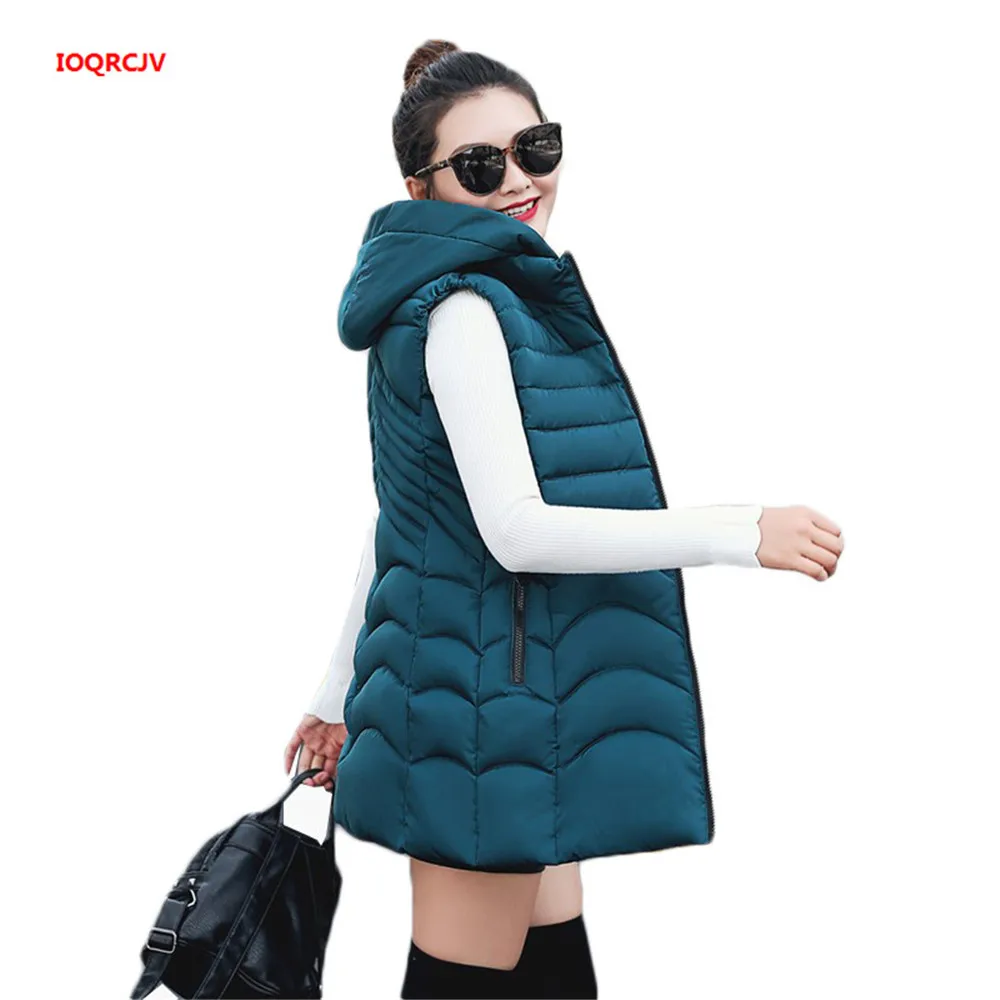 Осенне зимний жилет женский 2020 без рукавов куртка с капюшоном Теплый длинный
