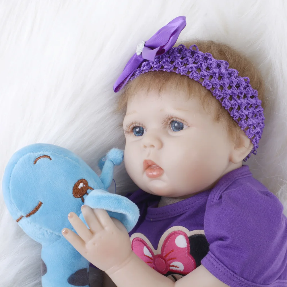 New Style Early Education Toy 22" 55CM Mohair Cotton Body Newborn Sleeping Baby Doll Kits for Kids