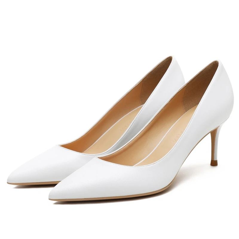 

2020 New Arrival Women 6CM/8CM Thin High Heeled Pointed Toe Shoes Spring Summer Genuine Leather Pumps Shoes Ladies D0007