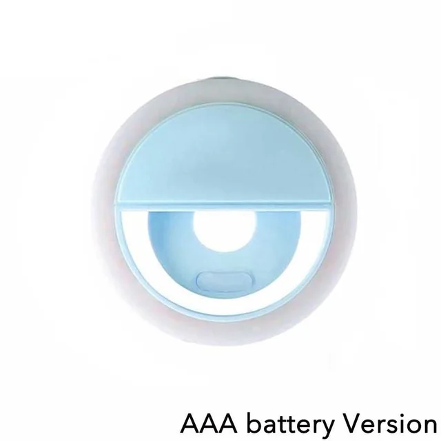 Blue-AAA Battery Зеркало для макияжа, для мобильного телефона, Селфи, регулируемое кольцо, вспышка, объектив, красота, заполняющий светильник, лампа, портативная, usbзарядка для смартфона - Цвет: Blue-AAA Battery