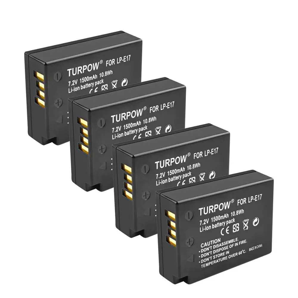 4X Battery Turpow 1500 мА/ч, LPE17 LP E17 LP-E17 Батарея+ ЖК-дисплей двойной Зарядное устройство для цифровой однообъективной зеркальной камеры Canon EOS 200D M3 M6 750D 760D T6i T6s 800D 8000D поцелуй X8i L10 - Цвет: 4X Battery