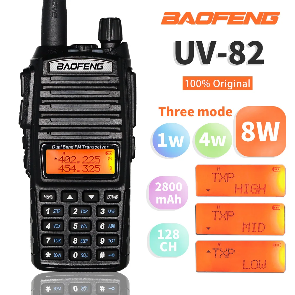 BaoFeng 8 Вт Tri Мощность режим UV 82 иди и болтай Walkie Talkie “иди UV82 двухдиапазонный УКВ