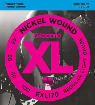 

Exl170 XL nickel wound bass guitar strings long regular light 45-100 D'Addario
