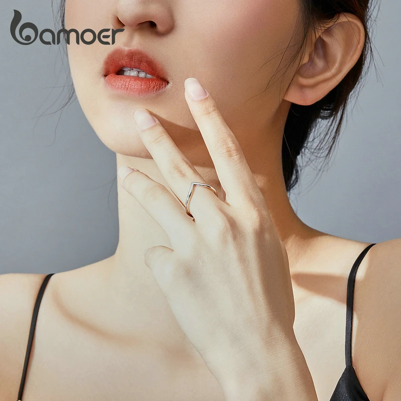 Bamoer GXR622 925 пробы Серебряное кольцо в форме сердца для женщин, серебряное ювелирное изделие, Подарок на годовщину, Рождество, размер 678