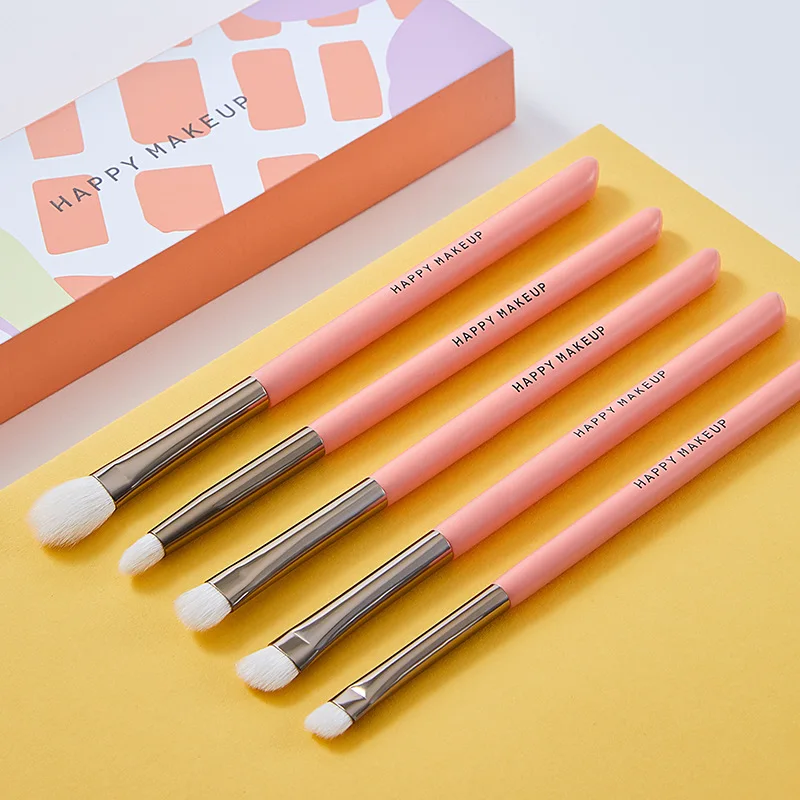 New 5Pcs eye shadow brushes set fine light peak wool eye makeup brushes smudge brushes animal hair makeup brush gift box