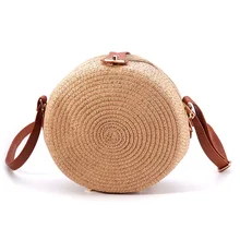 Местная Стоковая Женская круглая плетеная солома из ротанга, пляжная сумка, подарок