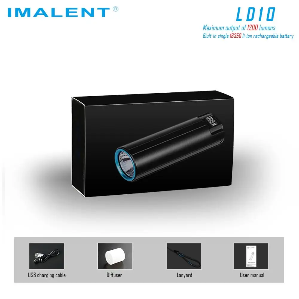 IMALENT фонарик LD10 большого размера с магнитной usb-зарядкой, oled-дисплеем, XPL, HI max, 1200 люмен, фонарь с лучом 247 м