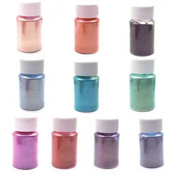 

10 Pcs Colorful Aurora Powder Dyed Polarized Powder Anti-sinking Bottom DIY Handmade Glitter Epoxy Mold Jewelry Making Material