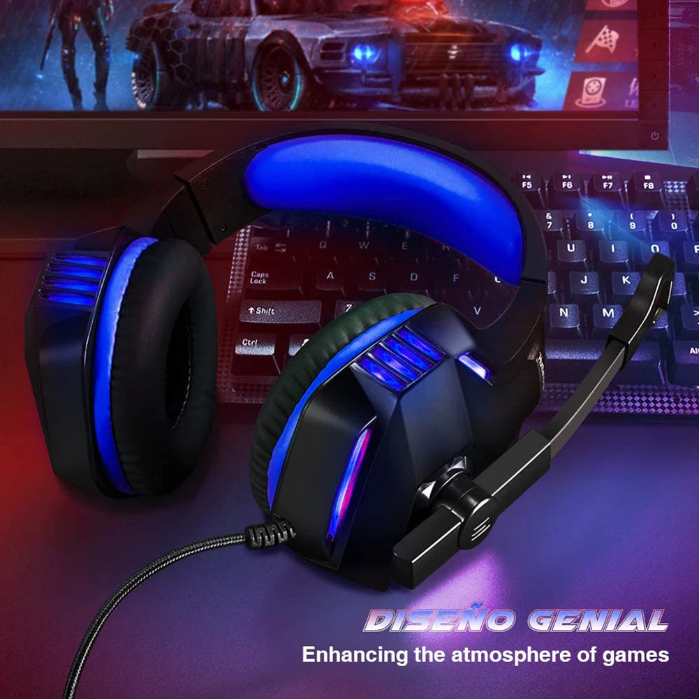 Gaming Headset Wired Stereo Gaming omnidirectional Headset LED Headphones with Microphone LED Light for PS4 PC Computer
