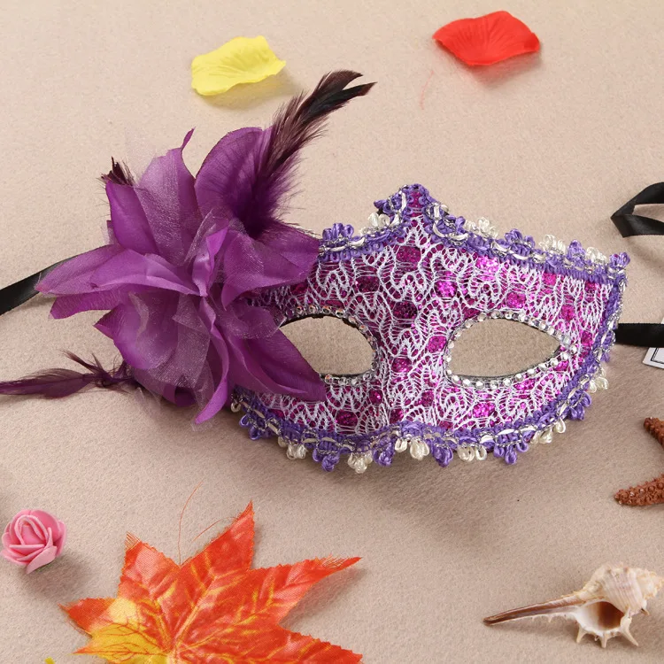 

Halloween Mask Silk flower Mask Princess Mask Half Face Masquerade Performance Patch mascaras Halloween Mask for Women Lady