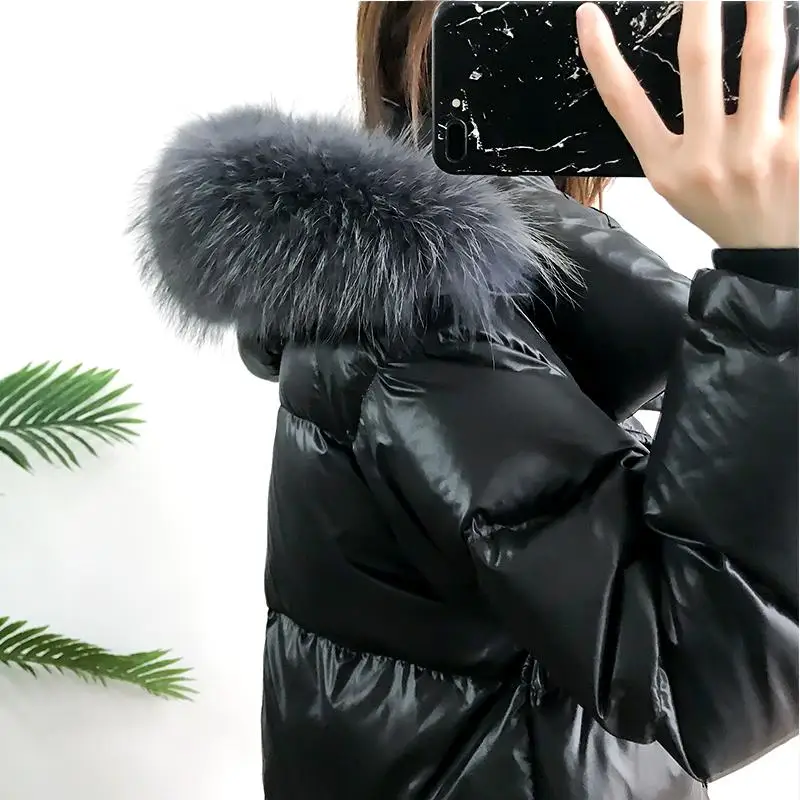 Real Natural Raccoon Fur Collar 2019 White Duck
