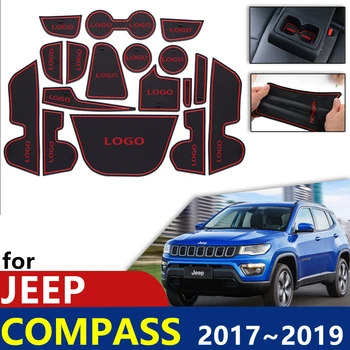 

Anti-Slip Rubber Cup Cushion Door Groove Mat for Jeep Compass 2017 2018 2019 MK2 17Pcs/Set Accessories mat for phone