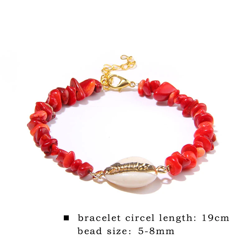 Irregular Natural Turquoises Stone Chip Beads Bracelet Crystal Quartz Cowire Shell Charm Bracelet For Women's Jewelry Gifts