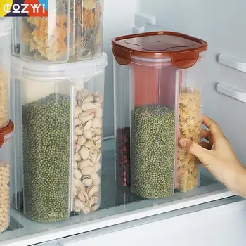 

1.9l/3l Food Container Household Grains Beans Freshness Preservation Box With Sealling Cap Compartments Sealed Tank