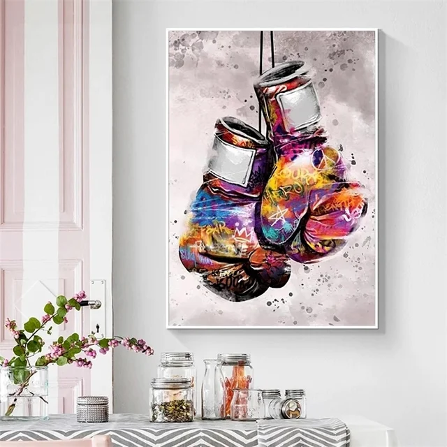 Boxing Gloves Graffiti Painting Printed on Canvas 3