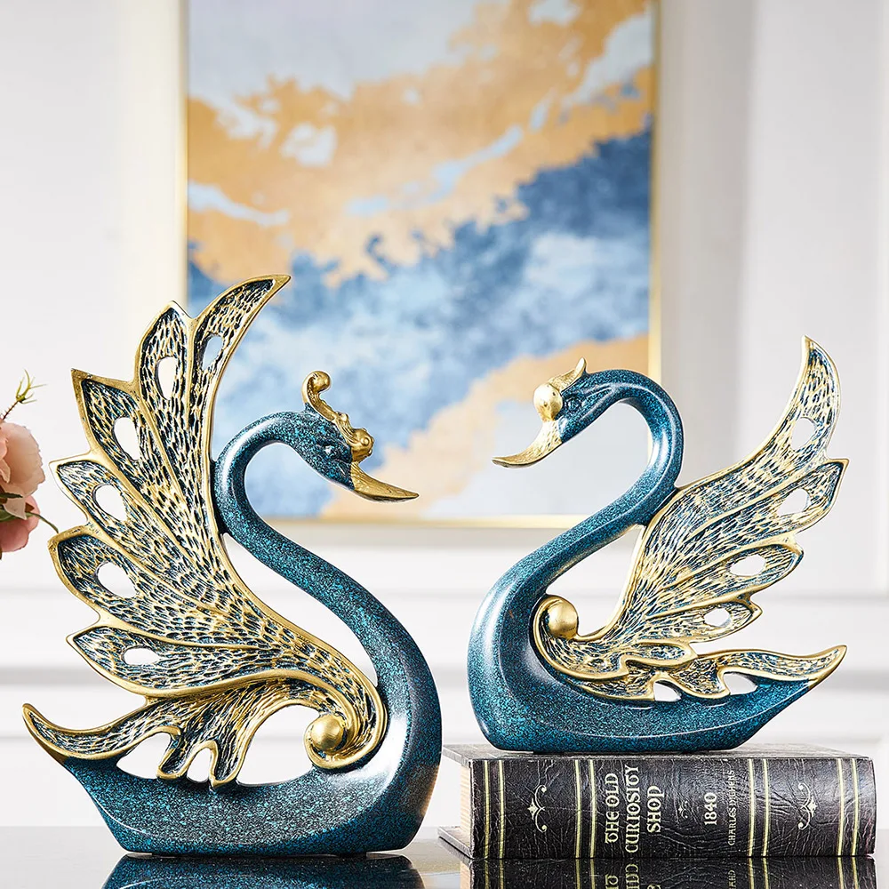 Украшение для дома аксессуары пара скульптура в виде лебеди Декоративная