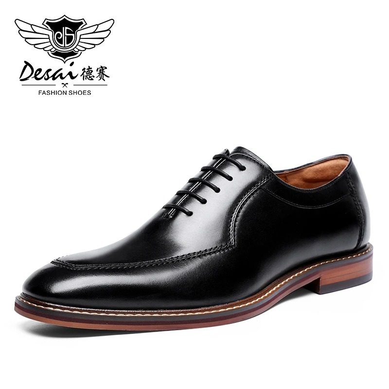 Desai Men Dress Shoes Oxfords Genuine Leather Italian Formal Shoes For Man Party Classic Black Height increasing Wedding Gifts