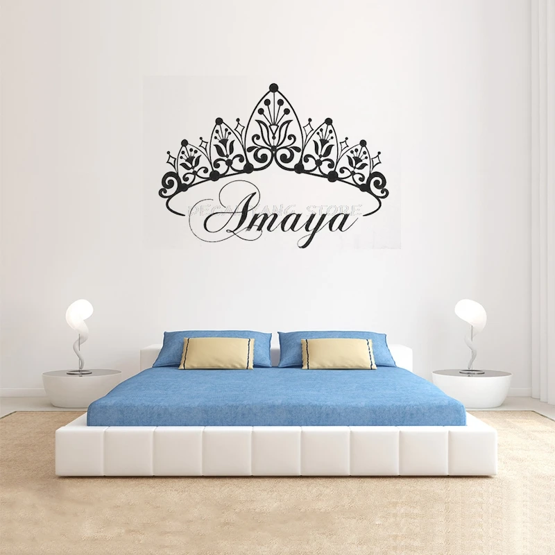

Princess Crown Wall Decal Name Decal Personalized Name and Crown Wall Decal Nursery Wall Decals Name Wall Stickers Girl DZ029