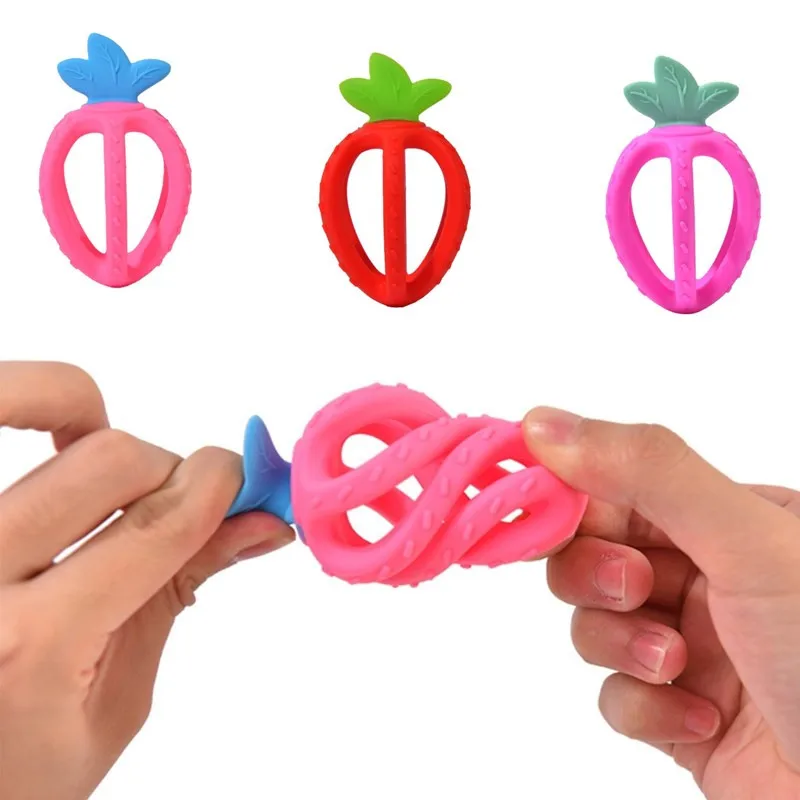 

Baby Silicone Strawberry Teether Newborn Teething Soother Bead Infant Chewing Molar Toy Shower Gift